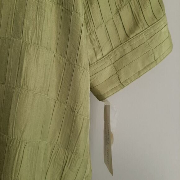 CARROLL REED Textured Crinkled Stitched Button Down Blazer Jacket Green Sz 22 W - Picture 6 of 12